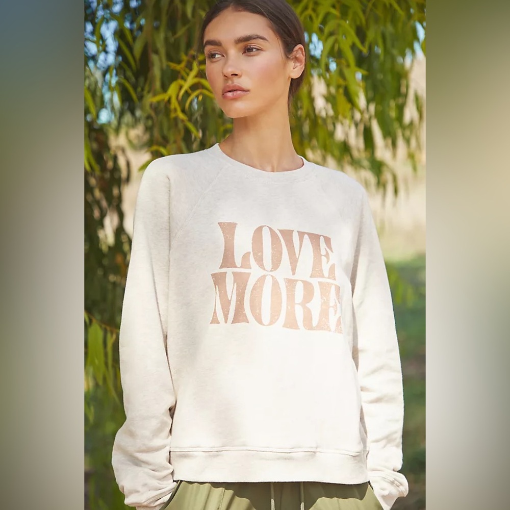 Spiritual Gangster Love More Bridget Raglan Pullover Beige Knit Top